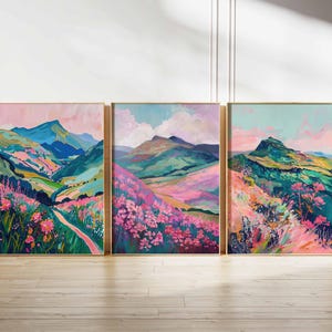 Landscape Illustrations Set of 3 Abstract Prints Brecon Beacons Poster Wales Art Welsh Print Brecon Beacons Wall Art Landscape Home Decor