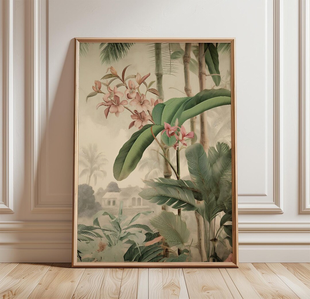 Tropical Botanical Poster | Jungle Leaf Wall Art | Vintage Palm Floral ...