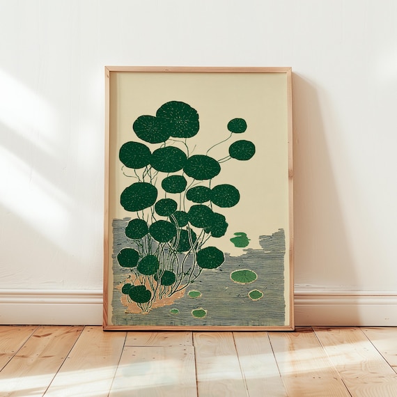 Modern Botanical Bauhaus Poster | Abstract Lily Pad Wall Art | Mid