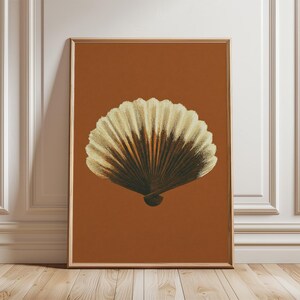 Shell Fan Poster | Minimal Coastal Wall Art | Vintage Nature Illustration Print