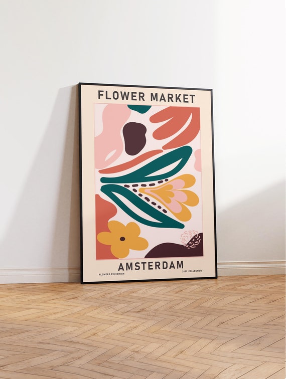 Flower Market Amsterdam, Flower Market Print, Flower Market Poster, Flower Wall Art, Flower Shop, Florist Gift, Home Decor - Sizes A2 A3 A4