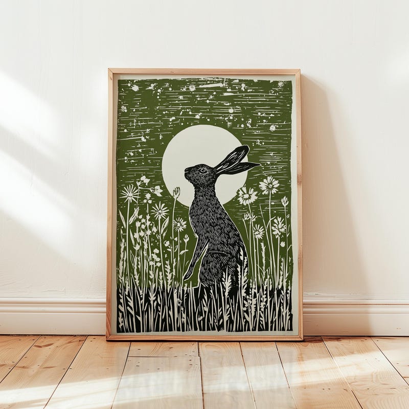 Moon Drawing.pdf Hare and Moon Pictures - Etsy UK