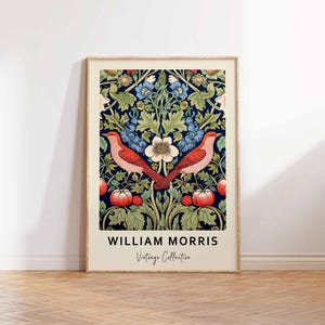 William Morris Print Morris Exhibition Poster Strawberry Thieves Pattern Bird Art Print Morris Wall Art William Morris Poster Print