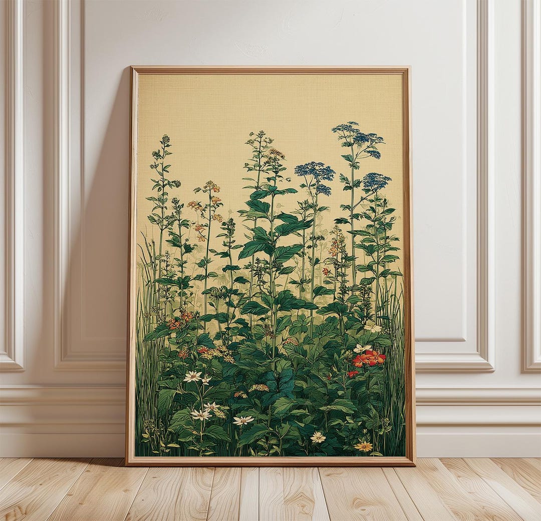 Wildflower Meadow Poster | Botanical Field Art Print | Vintage Floral ...