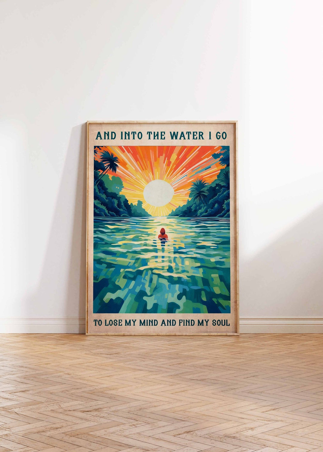 Into the water i go to lose my mind find my soul poster print swimming