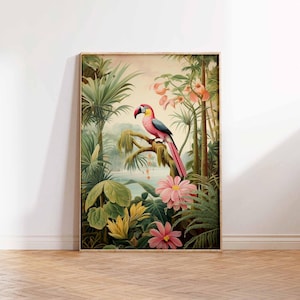 Henri Rousseau Floral Poster Boho Leaf Floral Wall Print Tropical Decor Jungle Aesthetic Tropical Decor Wall Art Poster Print Botanical Art