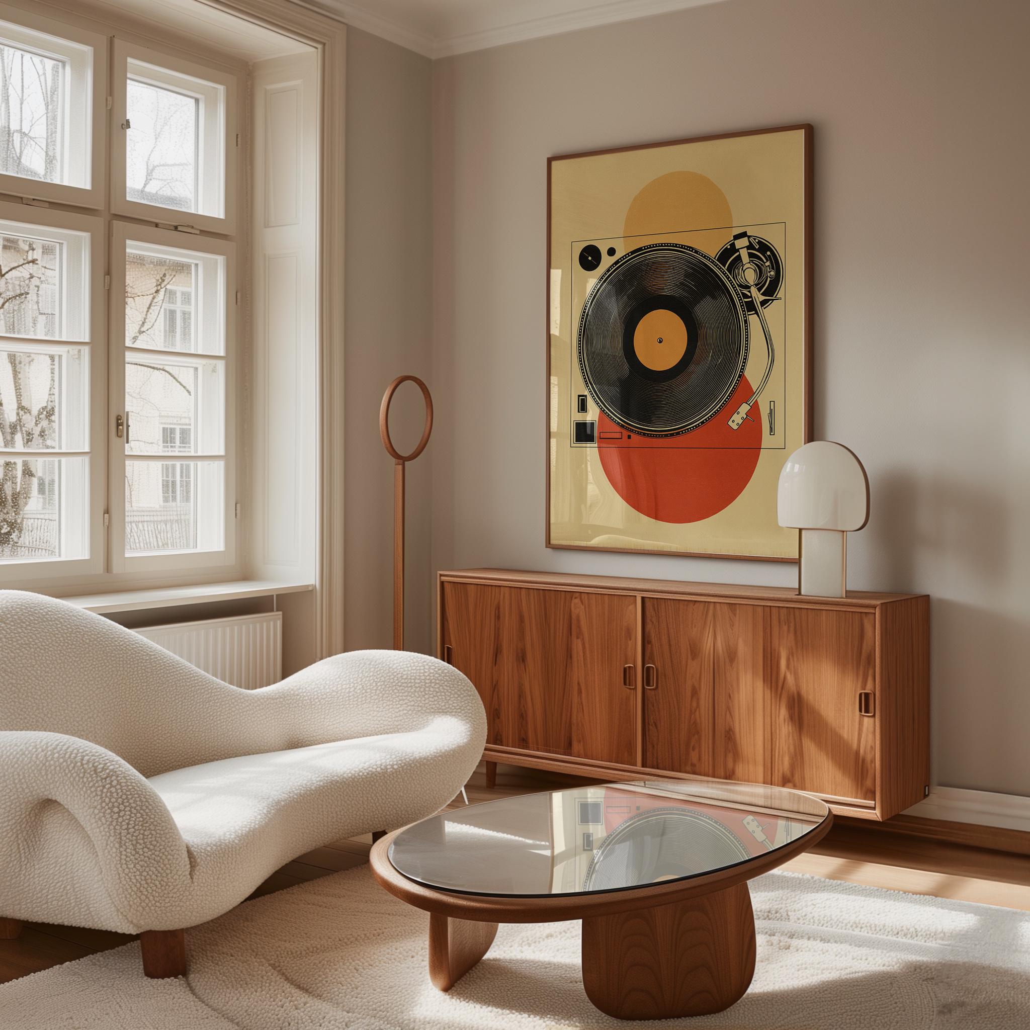 Retro Turntable Poster | 80s Vinyl Record Wall Art | Japanese