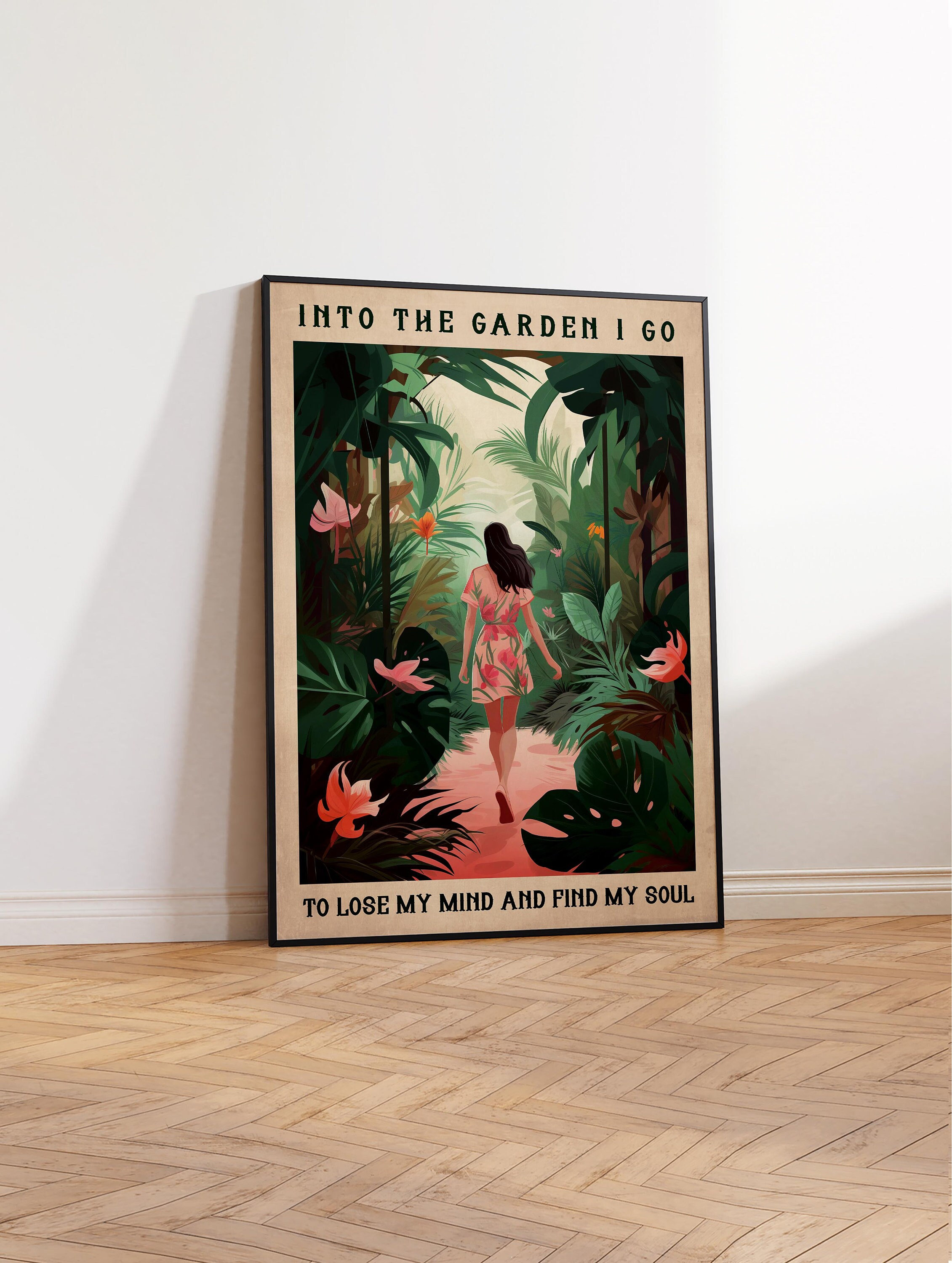 Vintage Gardening Poster Garden Poster Into the Garden I Go to