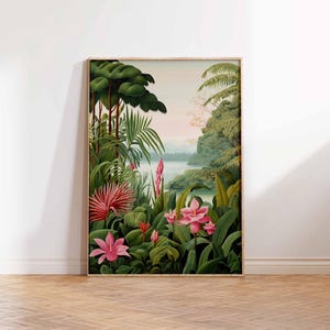 Henri Rousseau Floral Poster Boho Leaf Floral Wall Print Tropical Decor Jungle Aesthetic Tropical Decor Wall Art Poster Print Botanical Art