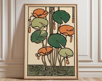Art Nouveau Lily Poster, Vintage Botanical Wall Art Print