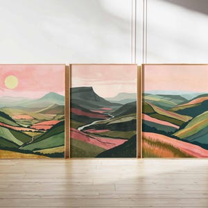 Landscape Illustrations Set of 3 Abstract Prints Brecon Beacons Poster Wales Art Welsh Print Brecon Beacons Wall Art Landscape Home Decor