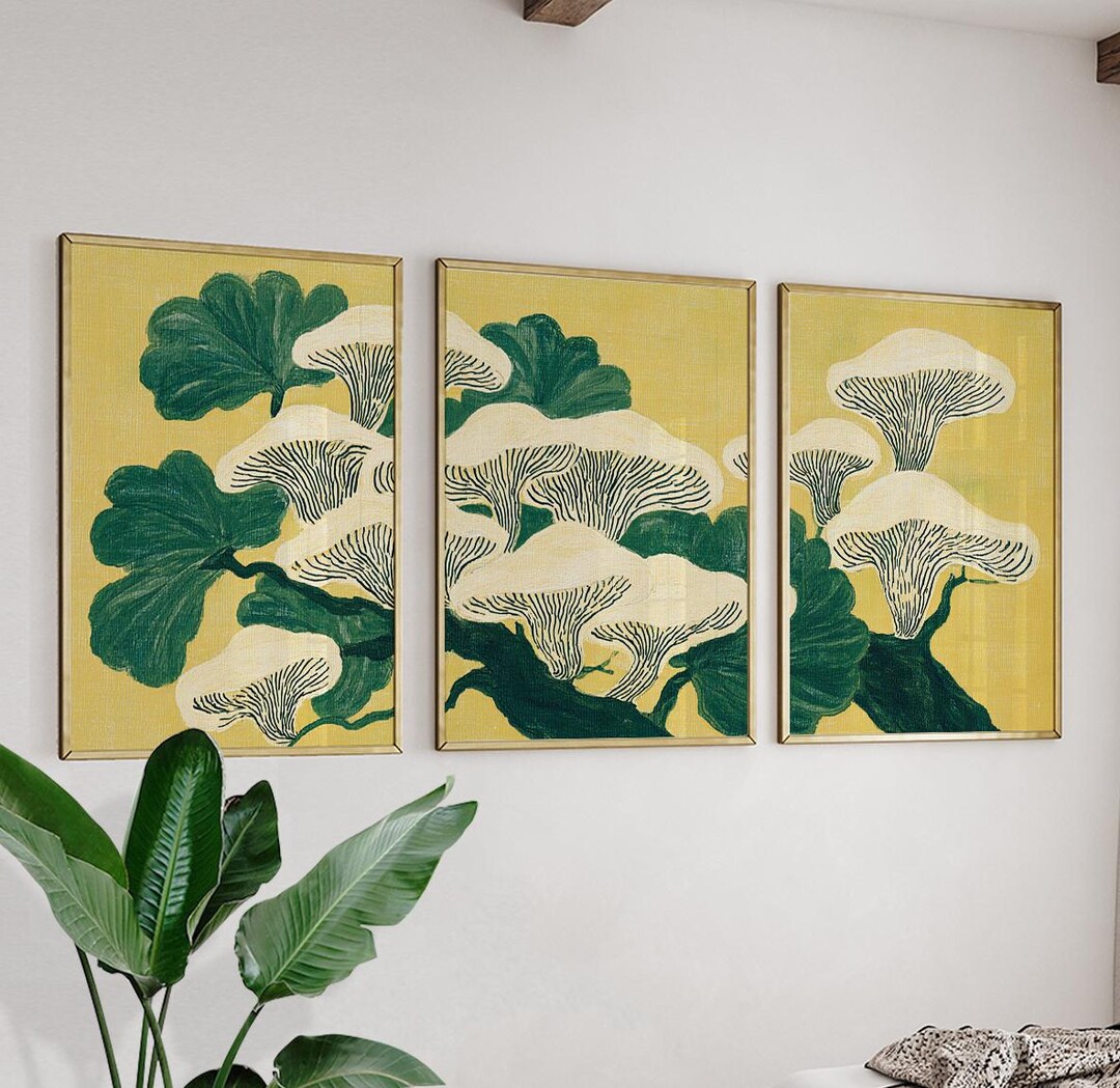 Yellow Botanical Poster Set | Mid Century Modern Wall Art | Minimalist ...