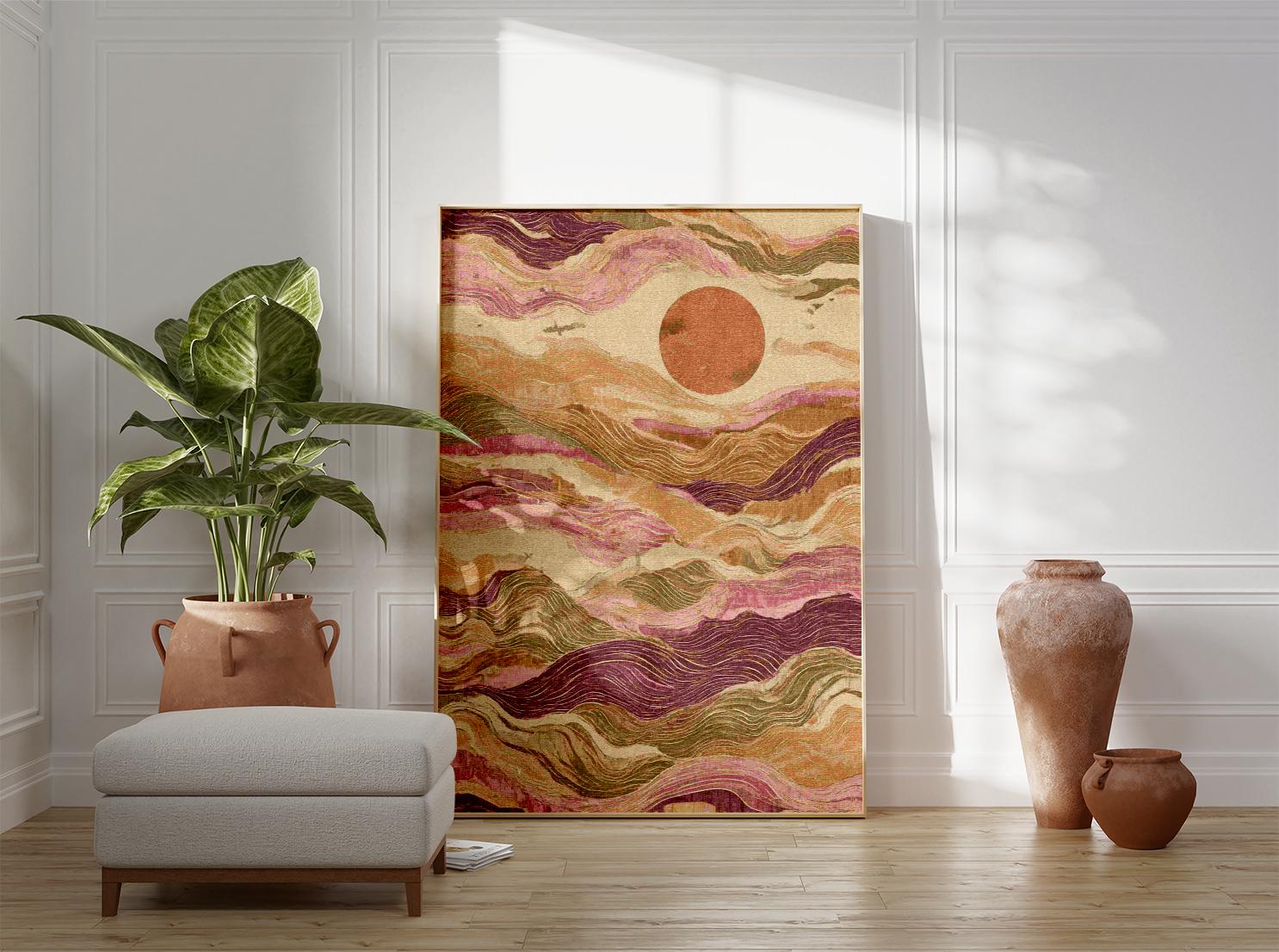 Abstract Wave Poster | Rising Sun Landscape Design | Japanese Style ...