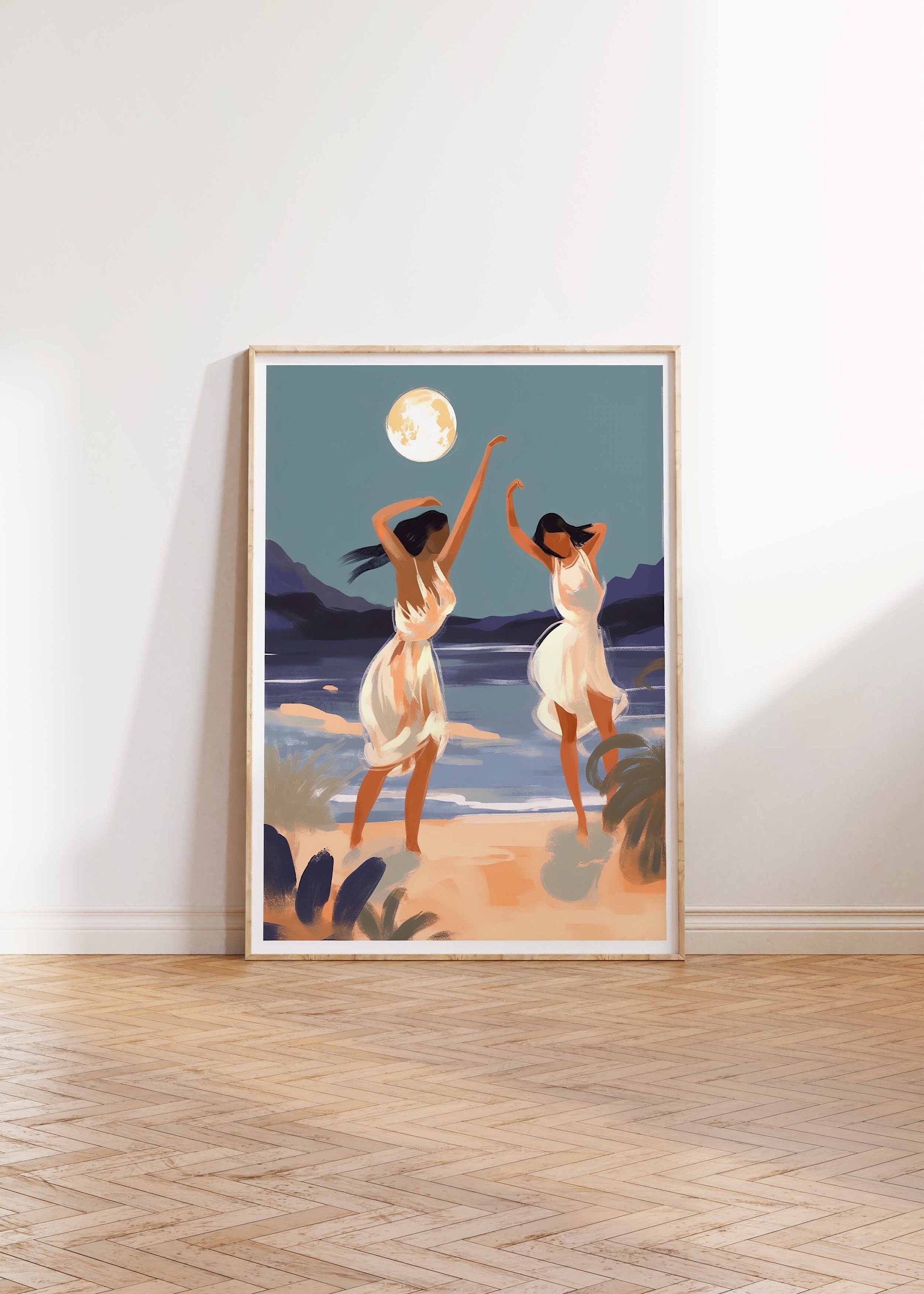 Dancing Under The Moonlight Print, Moderner Kunstdruck, abstraktes Kunstposter, The Rave Print, The Dance Wall Art Poster Print – Größen A2/A3/A4