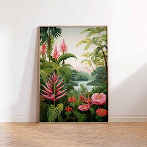 Henri Rousseau Floral Poster Boho Leaf Floral Wall Print Tropical Decor Jungle Aesthetic Tropical Decor Wall Art Poster Print Botanical Art