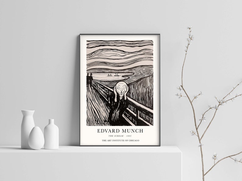 The Scream by Edvard Munch, The Scream Print, Munch Print, Munch Wall Art, Scream Art Print, Skrik, Home Decor Wall Art Sizes A2/A3/A4 image 2