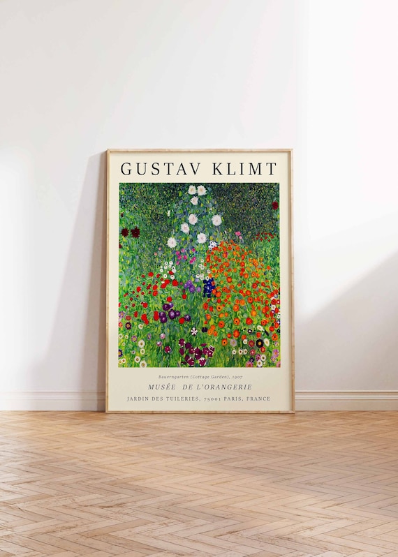 Gustav Klimt Poster, Klimt Cottage Garden, Klimt Flowers, Floral