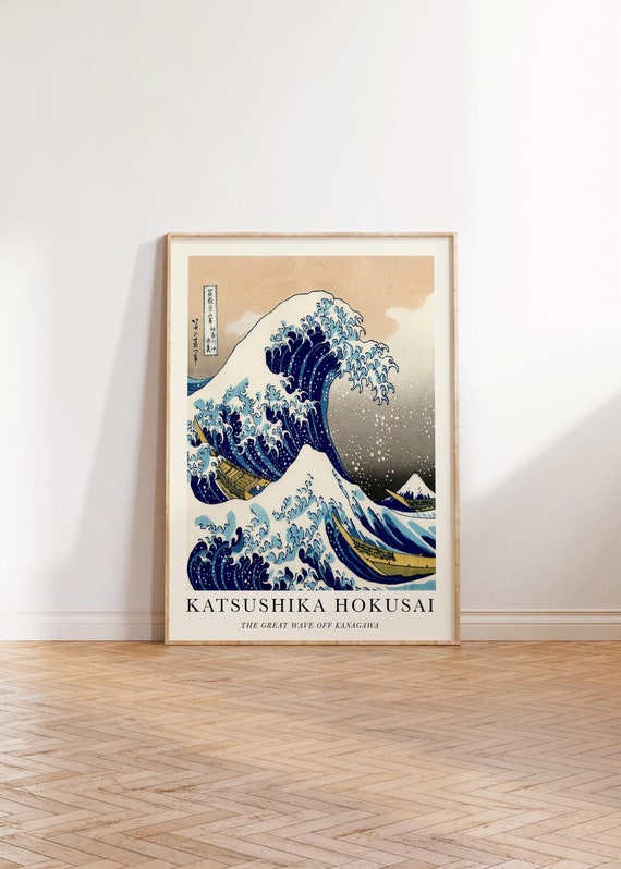 Katsushika Hokusai Print, the Great Wave off Kanagawa, Vintage