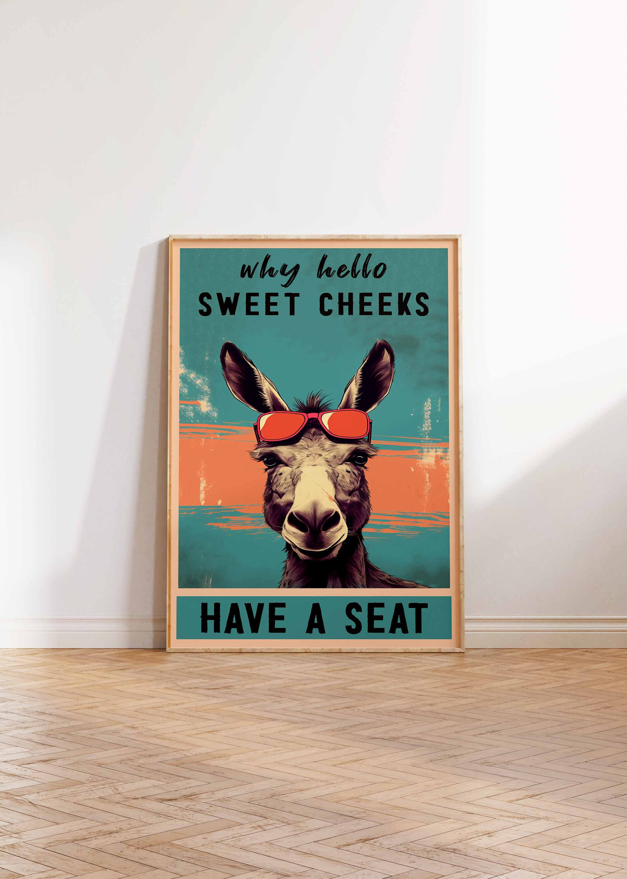 Inga Donkey Why Hello Sweet Cheeks - Poster in metallo con scritta Donkey Lover, 30,5 x 40,6 cm