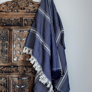 Navy Pattern Throw Retailer Blanket & Trader Flow IMPeRF