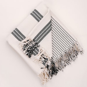 Turkish Bath Towel Set, Black and White Striped Bath Towels, Everyday Bath Towels, Turkish Cotton Bath Towels, Luxury Spa Towels