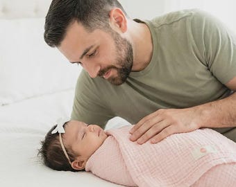 Rosa Musselin Baby Decke - 4 Schicht Decke, Weiche Baby Mädchen Decke, Bio Baumwolle Neugeborenen Swaddle