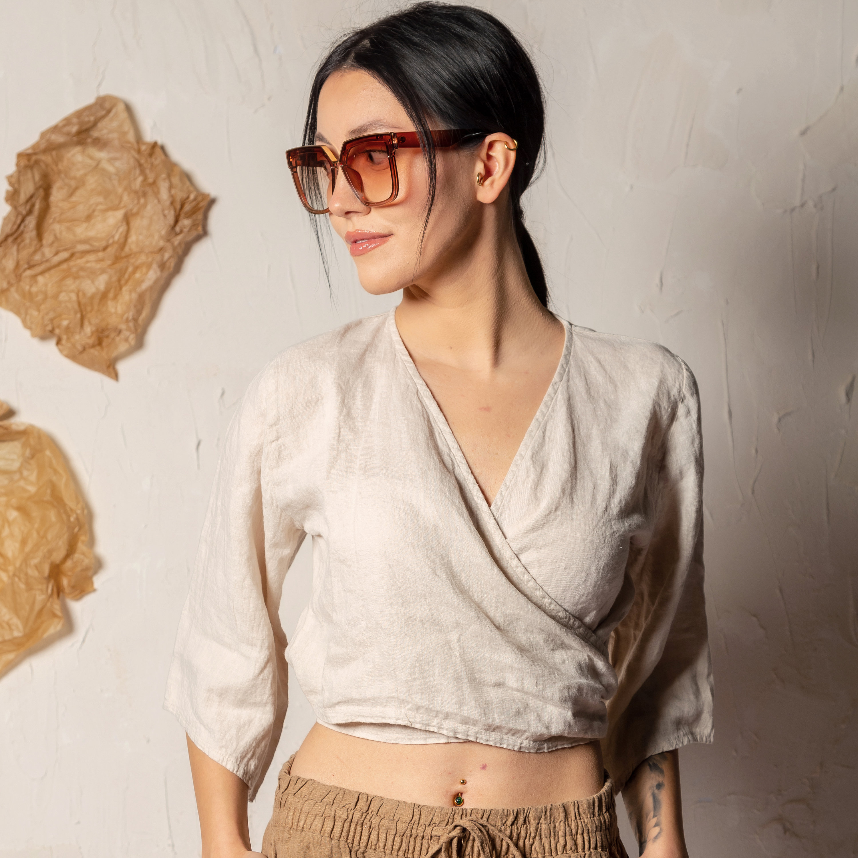 Organic cotton wrap top（white） Winfrey Wrap Top SU25 - Off White – SISSEL EDELBO