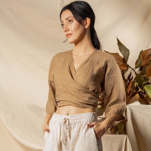 Sierra Hemp linen sleeveless wrap top