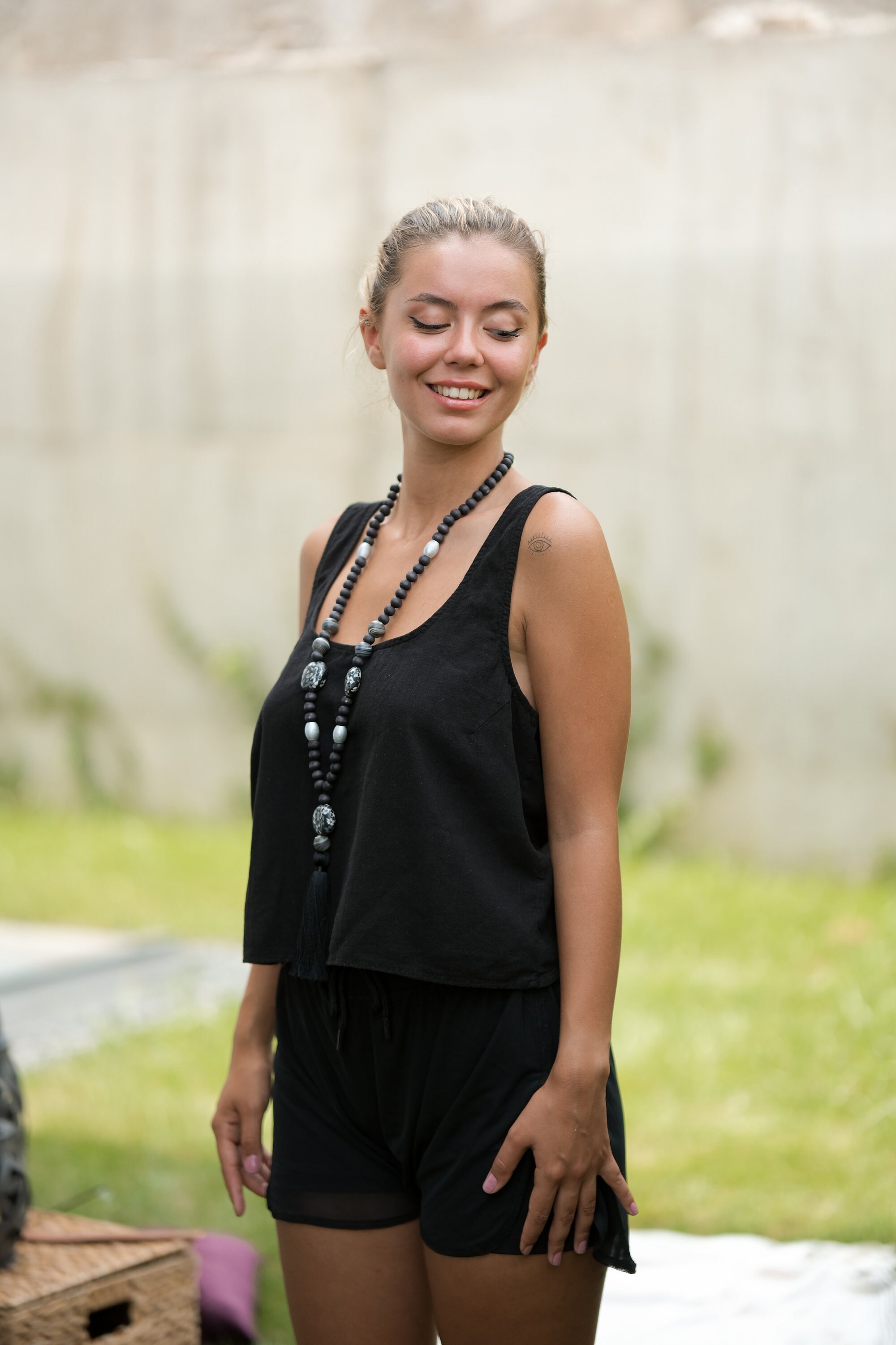 Black Cross Back Pinafore Top, Sleeveless Tank Top, Organic