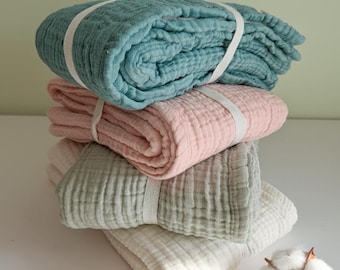 Musselin Baby Decke | 4-lagige Musselin Swaddle-Decken | Neugeborenen Baumwolldecke | Bio Baby Mädchen und Jungen Decken | Neugeborenen Baby Geschenke