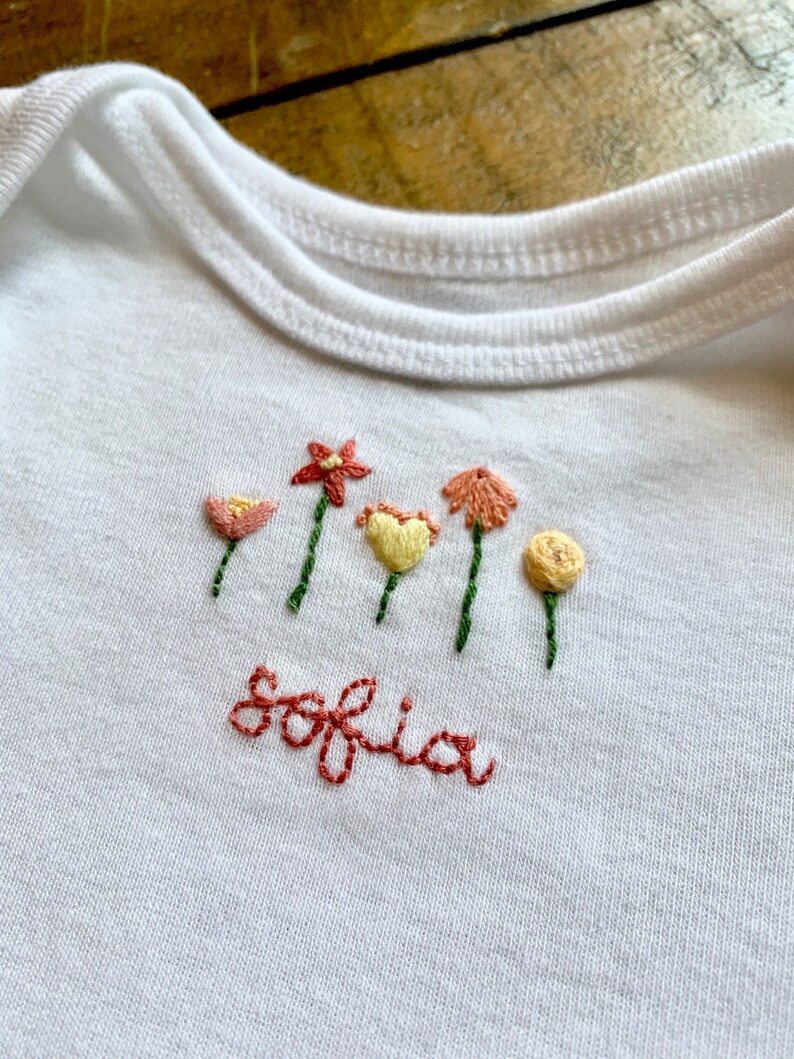 Baby Embroidered Flower Bodysuit with Bonnet