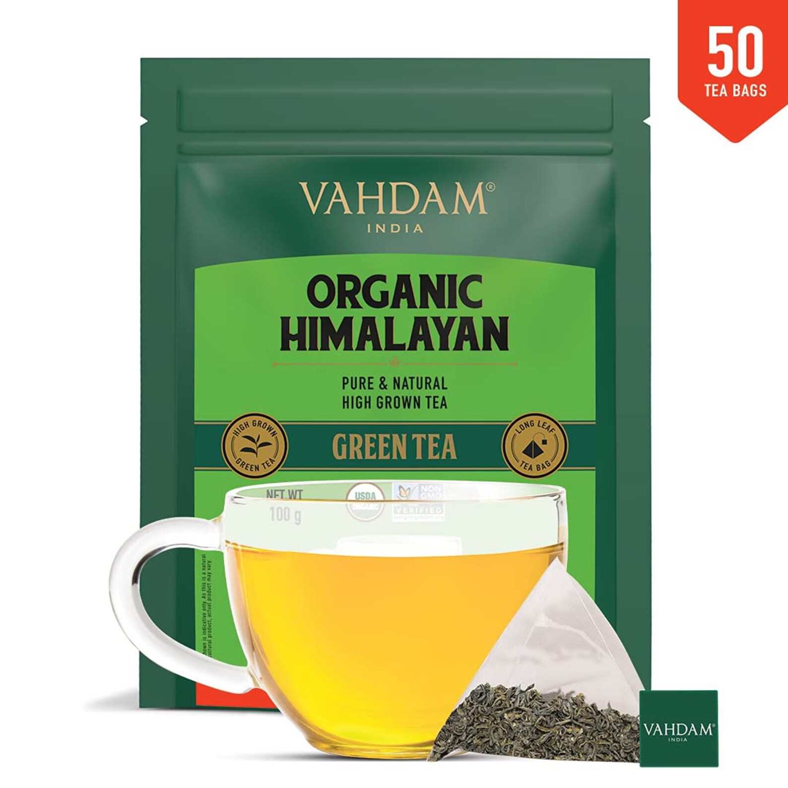 VAHDAM ORGANIC Pure Himalayan Green Tea Bags 50 Grüne Etsy