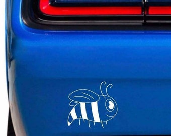 Bee Happy Bumblebee Fun Window Bumper Sticker Vinyl Decal 15.4CM x 8.5CM