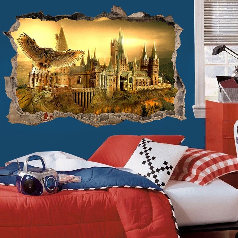 Hogwarts Harry Potter Bedroom 3d Hole Wall Sticker Decal Art Etsy