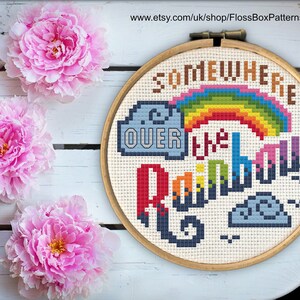 Wizard of Oz Inspired &quot;Somewhere Over The Rainbow&quot; Cross Stitch PDF Mini Cross Stitch Pattern