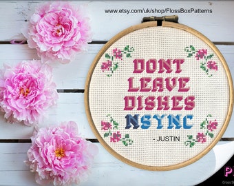 Pop Band NSYNC Inspiriert Kreuzstich Muster Download von Floss Box - "NSYNC" Musik Kreuzstich PDF