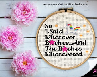 REIFEN Einhorn Kreuzstich Stickvorlage "