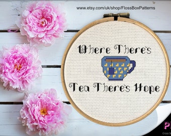 "Kreuzstichvorlage ""Mini Tea Collection #2 Hope"" Süße DIY Kreuzstich Stickdatei PDF