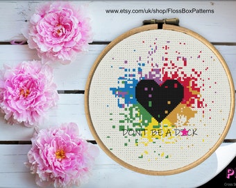 Kreuzstichvorlage ""Don't Be A D*ck"" Freche DIY Kreuzstich Stickdatei PDF