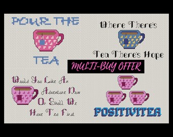 Bundle Deal Vier ""Mini Tea Collection Set"" DIY Kreuzstich Kreuzstich PDF