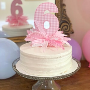 Gingham Number Cake Topper with Ribbons image 3