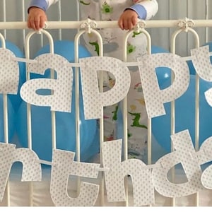 Blue Swiss Happy Birthday Banner