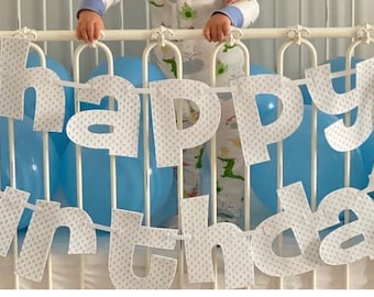 Blue Swiss Happy Birthday Banner