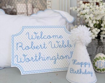 Placa con nombre para bebé: decoración para habitación infantil, anuncio de nacimiento