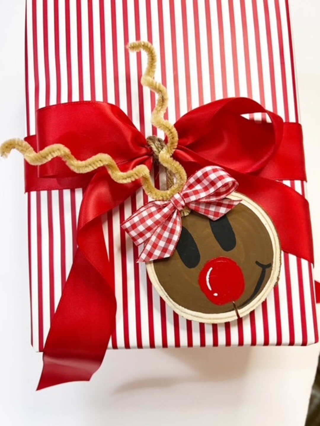 Hand Painted Christmas Ornament Reindeer Ornament Rudolph Etsy