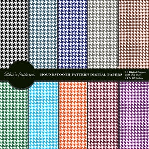 Houndstooth Pattern Digital Papers,Colorful Houndstooth All Over Print, Houndstooth Seamlees Scrapbooking,Houndstooth Textile Pattern