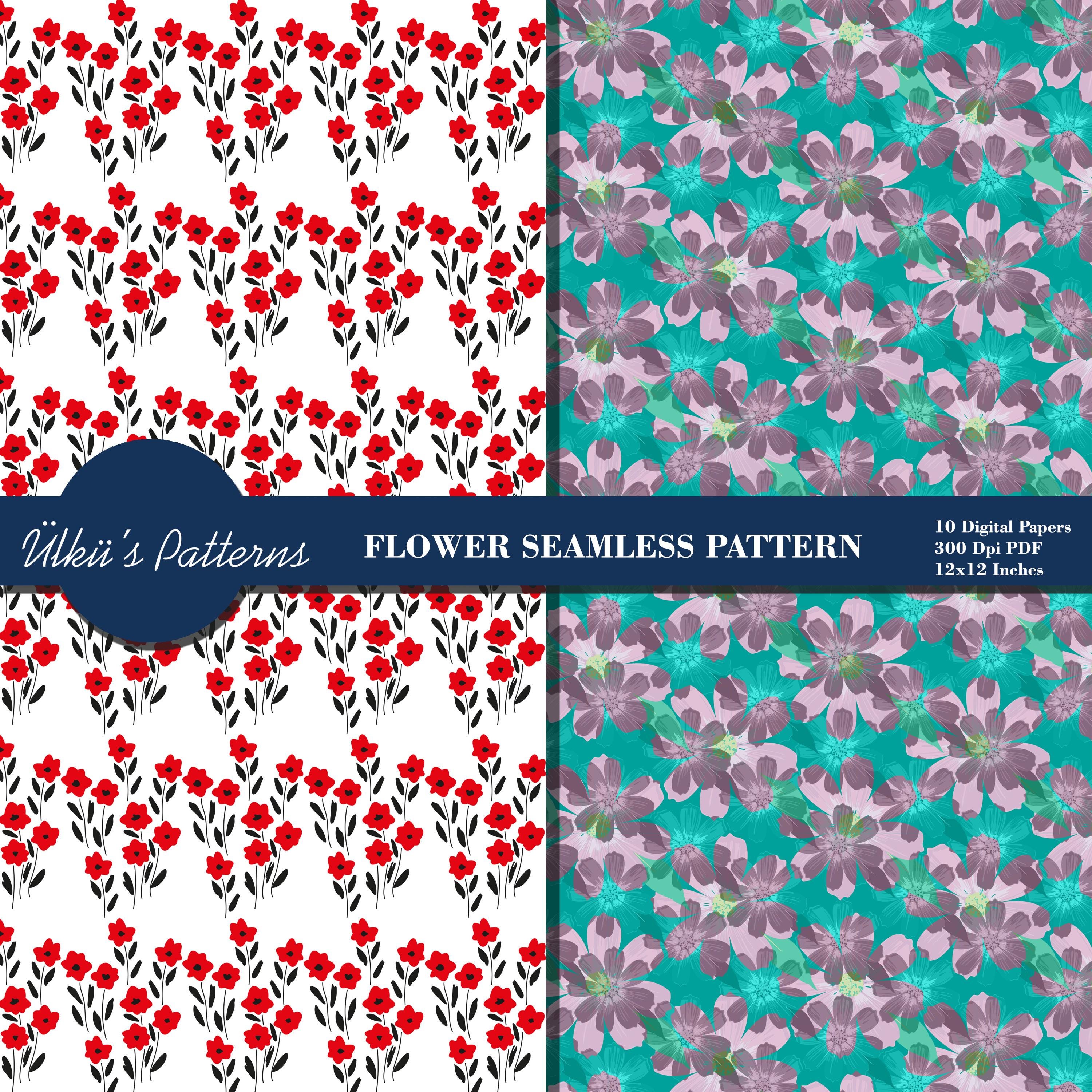Flower Seamless Pattern,flower Pattern Digital Paper Pack,flower ...