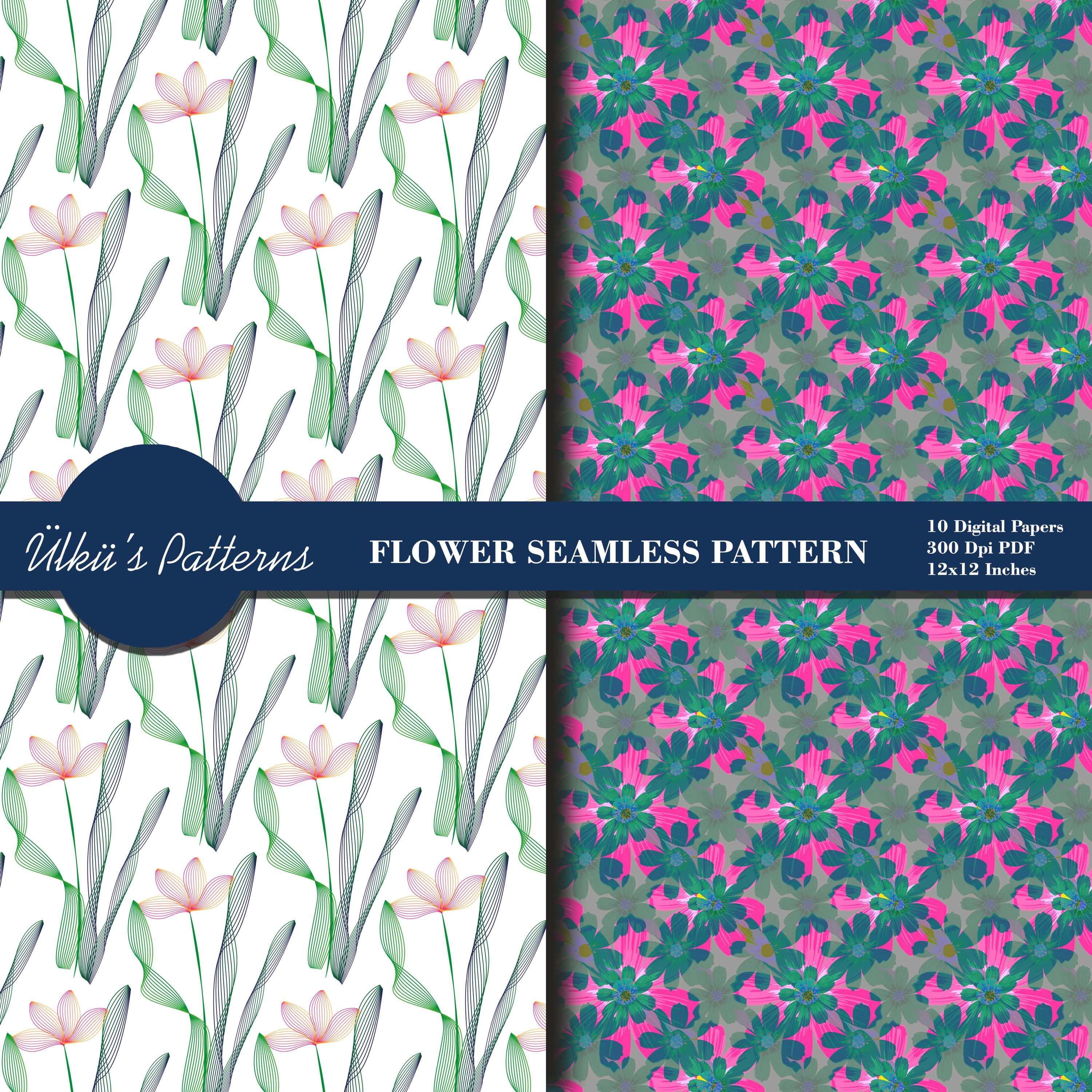 Flower Seamless Pattern,flower Pattern Digital Paper Pack,flower ...