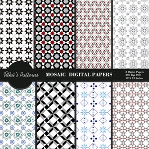 Mosaic Digital Papers,Moroccan Digital Paper Pack,Tiles Pattern,Ottoman Wallpaper,Vintage Mosaic Pattern,Traditional Turkish Ottoman,Antique