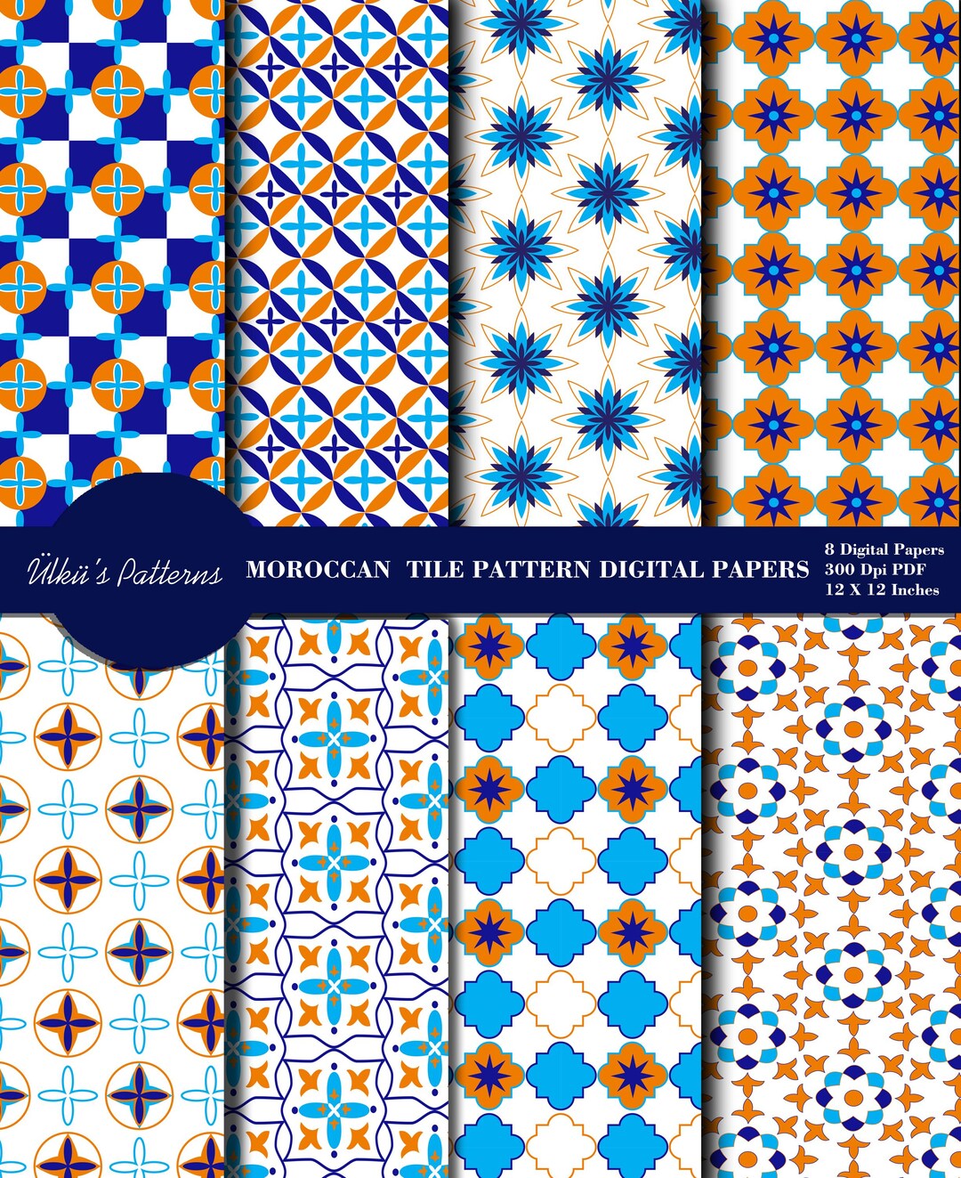 Moroccan Tile Pattern Digital Papers,traditional Style Pattern, Iznik ...